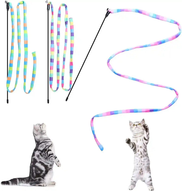 Cat Wand Toys Interactive Kitten Toys for Indoor Cats-2Pcs | Colorful Teaser Wand String for Exercise Kitten Stick Kitty Rope Toy Rainbow Ribbon Cat Charmer8