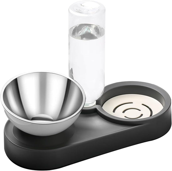 Marchul Double Elevated Dog Cat Bowl, Pets Water and Food Bowl Set, 15° Raised Tilted Dishes Indoor for Kitten, Puppies, Small or Medium Size Dogs Cats10