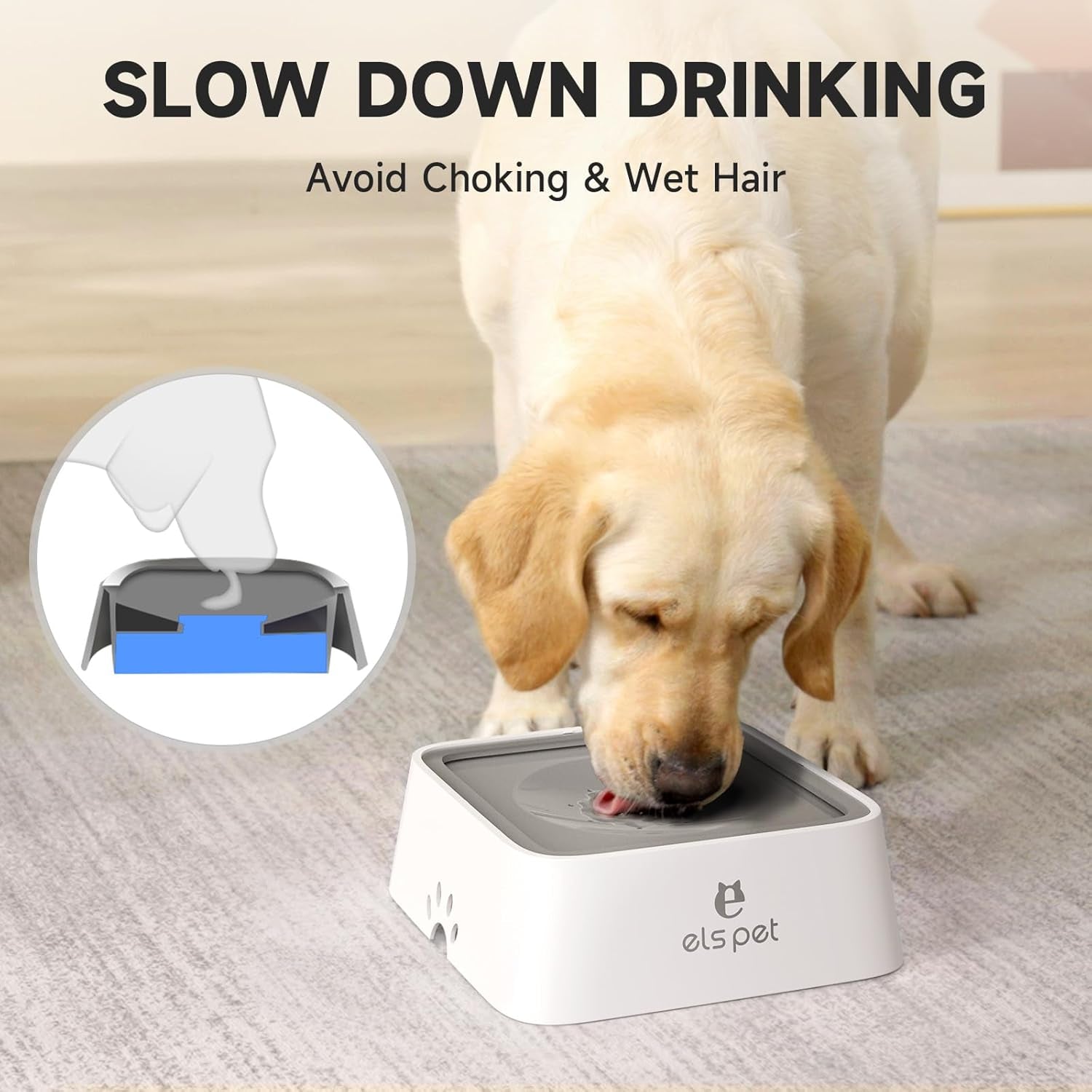 els-pet-grey-70oz-2l-no-spill-dog-cat-bowl-carbon-filter-water-dispenser-70oz-2l-floating-disk-slow-drink-activated-carbon-filter-dual-spill-proof-anti-slip-dishwasher-safe-medium-large-dogs