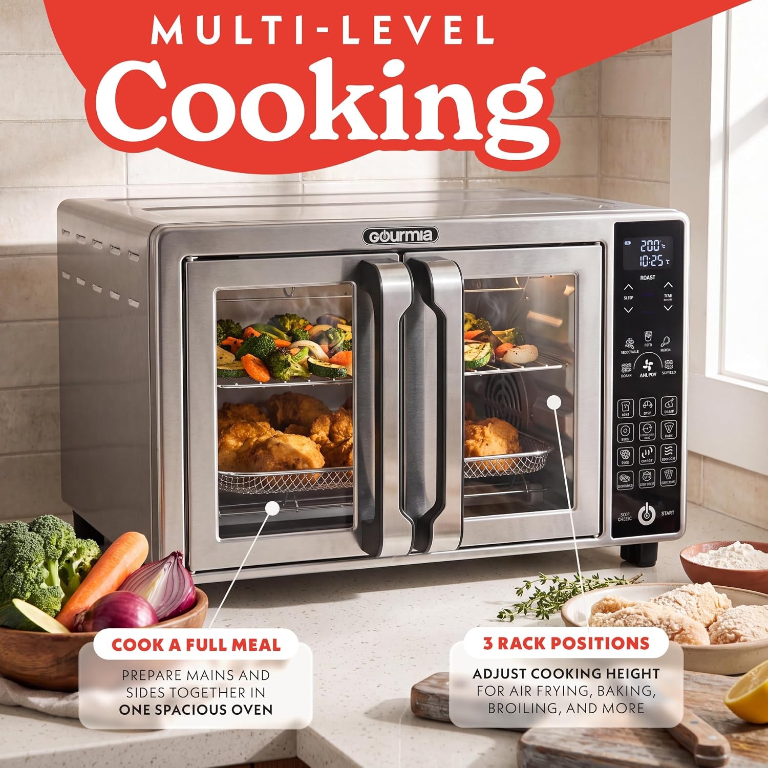 french-door-air-fryer-toaster-oven-6-slice-capacity-temperature-probe-18-cooking-presets-fryforce-digital-display-3-rack-positions-dishwasher-safe-accessories-stainless-steel