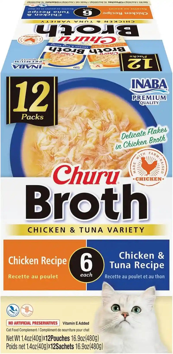 INABA Churu Broth for Cats, Side Dish Pouch, 1.4 Ounces per Pouch, 12 Pouches, Chicken & Seafood Variety14
