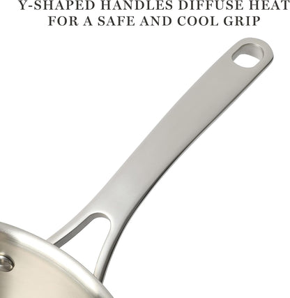 Castelle 10 Piece 18/8 Durable Stainless Steel Induction Safe Non-Toxic Triply Bottom Kitchen Pots and Pans Cookware Set - Dishwasher Safe5