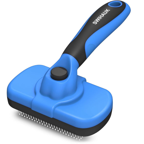 Swihauk Self Cleaning Slicker Brush - Skin Friendly Deshedding Grooming Tool for Dogs & Cats, Suitable for Shedding & Haired Pets, with Pet Supplies Accessories, Blue1