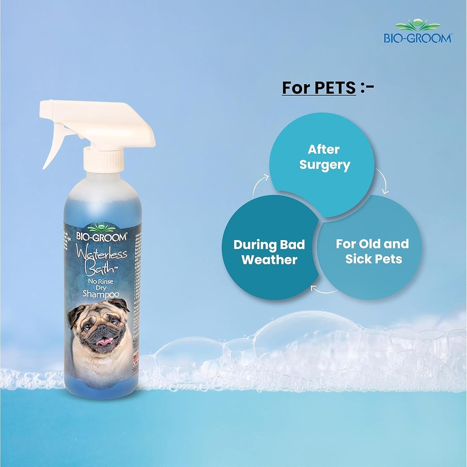 bio-groom-waterless-dog-shampoo-tearless-no-rinse-dog-bathing-supplies-puppy-wash-cat-grooming-supplies-cruelty-free-product-made-in-usa-dry-shampoo-spray-16-fl-oz-1-pack