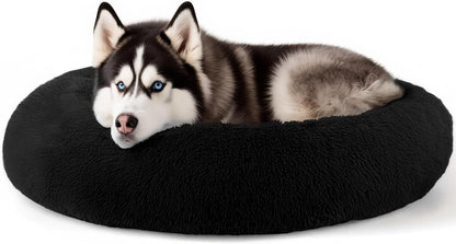 Hoewina Dog & Cat Bed for Indoor Cats, 20In Calming Donut Bed for Puppy and Kitten, Washable round Fluffy Pet Bed for Small Medium Dogs and Cats (Light Grey)50