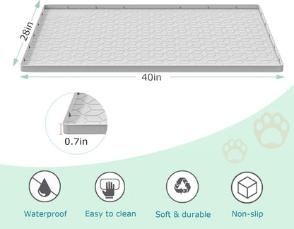 Cat Litter Mat for Litter Box, Silicone Large Cat Litter Trapping Mat - 40X28 In, Waterproof & Non-Slip, Durable & Easy Clean, Light Gray3