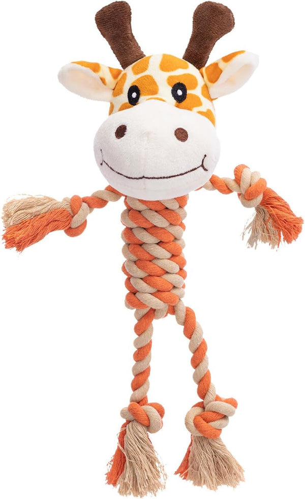 Giraffe Plush Squeak Toys for Dogs - Premium Soft Plush, Reinforced Braided Rope, Built-In Squeaker & Crinkle Paper, Machine Washable, Stimulates Play & Teething Relief1