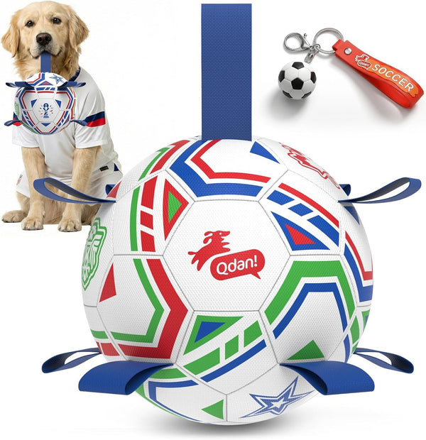 QDAN Dog Balls, 6 Inch Dog Soccer Ball with Straps, Herding Balls for Dogs | Outdoor Dog Toys Balls for 20-40 Lb Dogs, Puppy Ball to Keep Them Busy, Dog Pool Water Play Toy, Puppy Birthday Gifts10