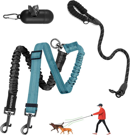Double Dog Leash - 360°Swivel Tangle Free Splitter Attachment, 2 Dogs Multi-Functional Leashes, Dual Rope for Outdoor Walk Train Small Medium Large Two Pet, Pink19