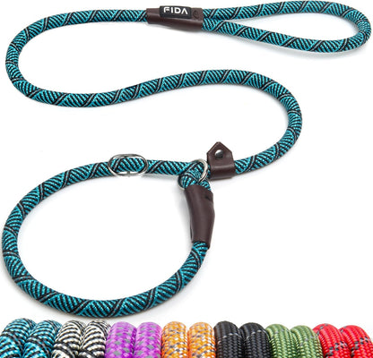 Fida Durable Slip Lead Dog Leash, 6 FT X 1/2" Heavy Duty Dog Loop Leashes, Comfortable Strong Rope Slip Leash for Large Medium Dogs, No Pull Pet Training Lead with Highly Reflective(1/2", Black)33