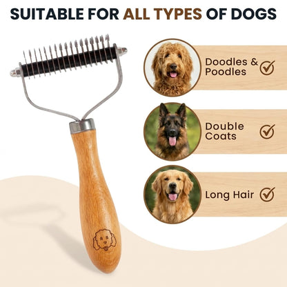 Dematting Comb for Dogs, Undercoat Rake Grooming Tool for Matted Pet Hair | Best Dematting Brush for Doodles & Poodles, Detangling De Matted Hair, Tool for Removing Shedding Fur, Cat Deshedder Brushes8