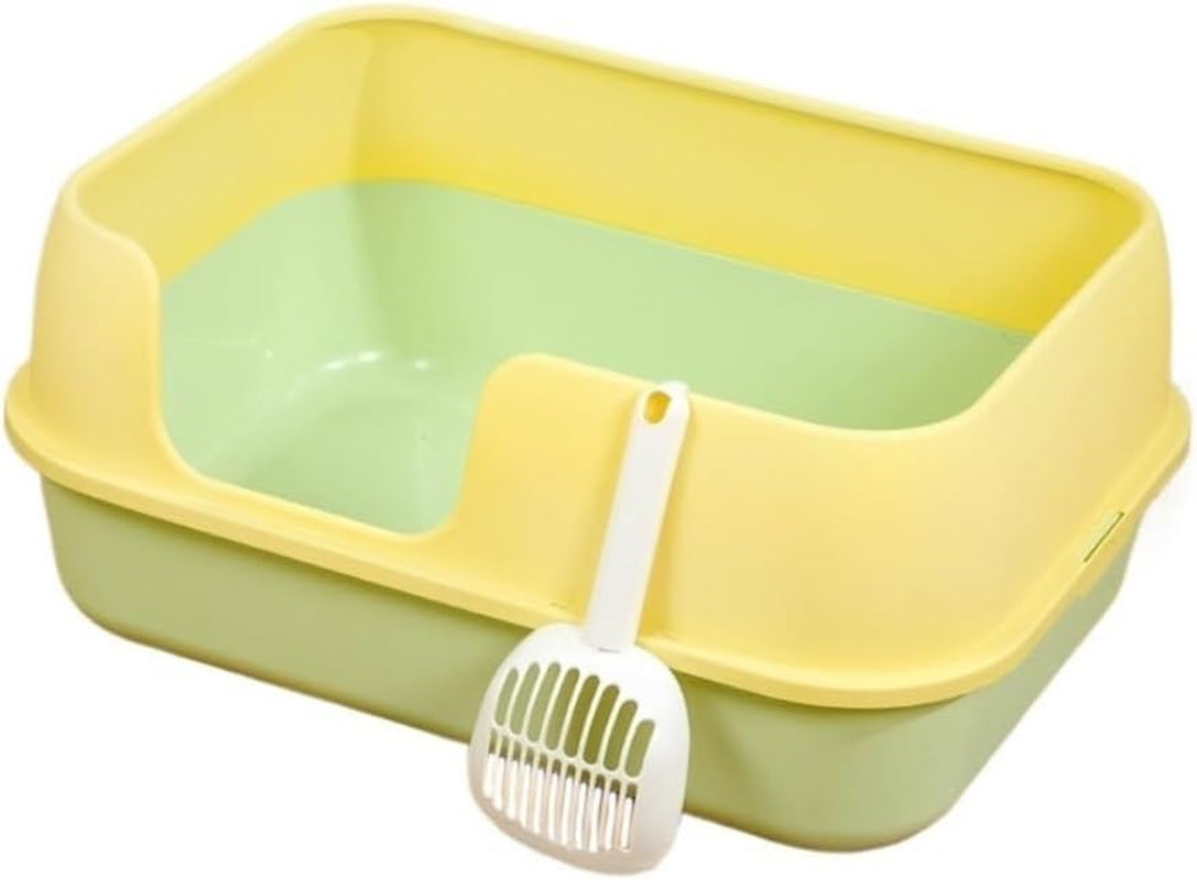 pet-supplies-high-sided-semi-enclosed-cat-litter-box-for-big-cats-rabbits-detachablegreen