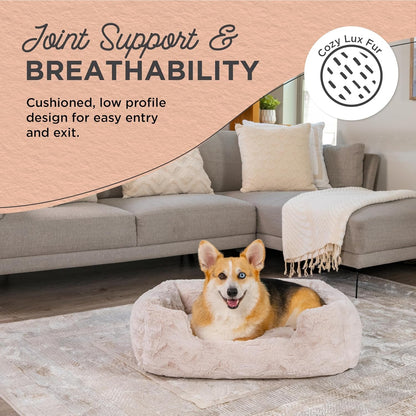 Best Friends by Sheri Lux Lounge Bed Calming Faux Fur Dog Bed, Oyster, Cream, Medium, 30" X 20"2