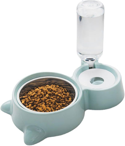 J&L VVMEET Dog Bowls, Cat Food and Water Bowl Set with Water Dispenser | Gravity Pet Feeder and Waterer Set with Detachable Stainless Steel Bowl Automatic Water Refill for Cats Dogs Puppy Rabbit1