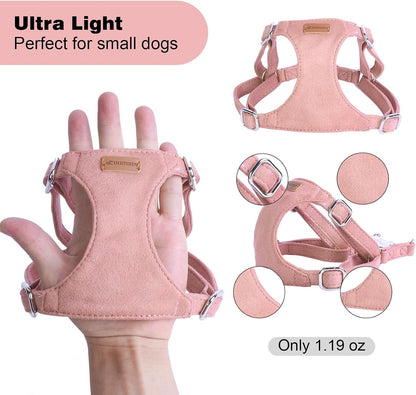 Dog Harness and Leash Set, XXS No Pull Adjustable Puppy Harness with Multifunction Pink Dog Leash and Dog Collar, Soft No Choke Escape Proof Pet Harness Vest for Small Dogs and Cats (Pink, S)2