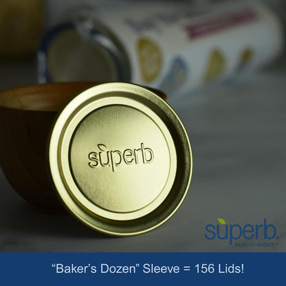 Superb Canning Lids – Regular Mouth Mason Jar Lids – Baker’S Dozen/Bulk Package of 156 Lids – Made in the USA4