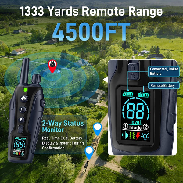 Shock Collar for Dogs - 4500FT Dog Training Collar with Remote, Waterproof E Collar with Flashlight, 4 Training Modes, Keypad Lock, Rechargeable Dog Shock Collar for Small Medium Large Dogs4