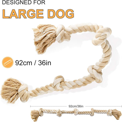 Fida Dog Rope Toys for Large/Medium Aggressive Chewers, Tough Cotton Chew Toy, 3 Feet 5 Knots Indestructible, Tug of War Dog Pull Rope Teeth Cleaning5