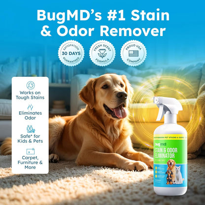 Bugmd Enzyme Cleaner for Dog & Cat Urine - Unscented | Pet Stain Destroyer, Odor Remover and Deodorizer for Carpet and Home | 32 Fl Oz6