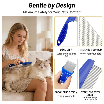 7PCS Flea Comb Set for Cats & Dogs, Pet Comb, Dog Eye Comb, Tick Comb | 7 Combs for Flea Removal, Tear Stain Cleaning and Grooming with Stainless Steel and Plastic for Cats and Dogs.3