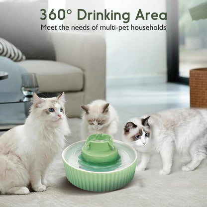 Lawfery Ceramic Cat Water Fountain, 2.1L/71Oz Cupcake Pet Fountain | 3 Carbon Filters, 2 Quiet Pumps, Heavy Ceramic Body, and 360° Drinking Area, Drinking Bowl for Indoor Cats and Small Dogs5