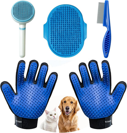 NVNAN Pet Hair Removal Glove for Dogs & Cats, 2-Pack Blue | 2-In-1 Deshedding Brush and Massage Mitt for Shedding Control, Bathing and Washing, Safe for Short or Long Hair Pets10