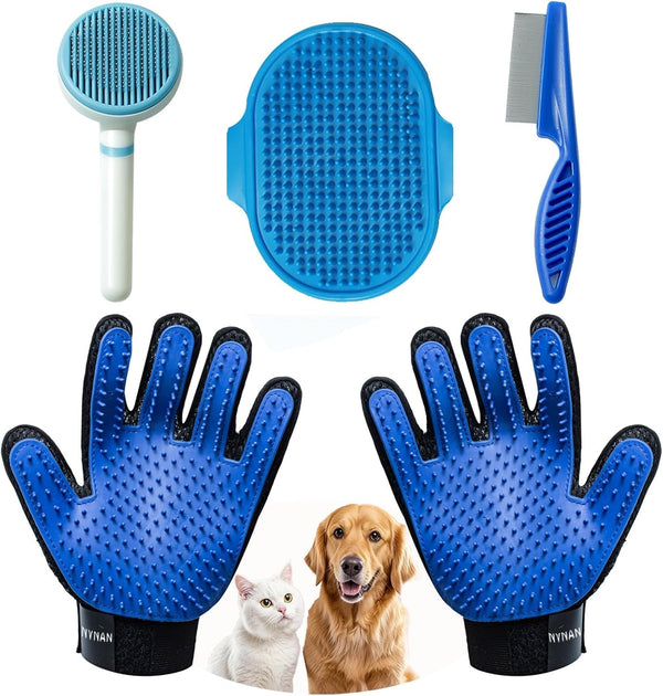 NVNAN Pet Hair Removal Glove for Dogs & Cats, 2-Pack Blue | 2-In-1 Deshedding Brush and Massage Mitt for Shedding Control, Bathing and Washing, Safe for Short or Long Hair Pets10
