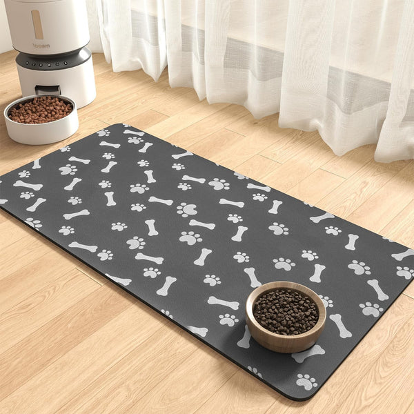 Montvoo-Absorbent Pet Feeding Mat-No Stains Pet Mat for Food and Water Bowl-Quick Dry Cat & Dog Food Mat Water Dispenser Mat-Pet Supplies Mat-Dog Water Bowl Mat for Messy Drinker,（Darkgrey,12"X19"）13