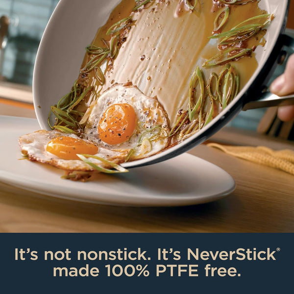 Ninja® Ceramic Pro 10.25" Fry Pan, Pfas-Free, Midnight Blue, CW30026MM | Titanium-Infused Ceramic, 10-Year Nonstick Guarantee. No Lead, Cadmium. All Stovetops & Induction Compatible. Broil to 550°F.2