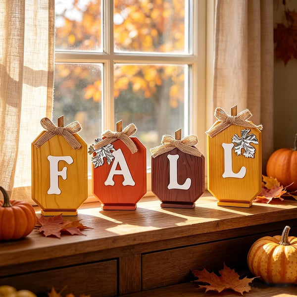 Fall Decorations for Home, Pumpkin Wood Sign with Fall Lettered for Fall Decor, Decorative Wooden Block Set Thanksgiving Decor for Tables, Tiered Tray, Mantel, Thanksgiving5