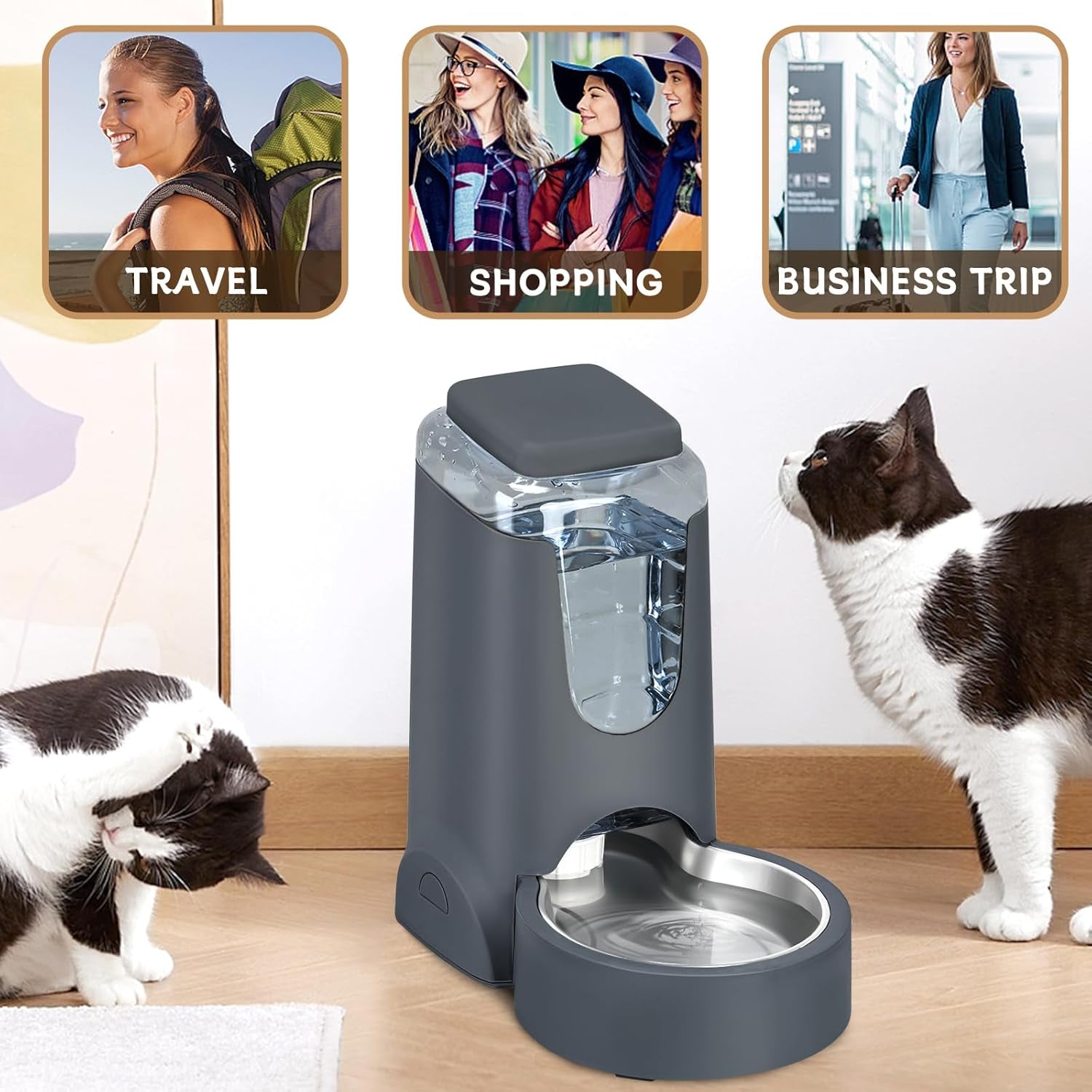 automatic-cat-feeder-and-water-dispenser-with-stainless-steel-bowl-dog-gravity-food-feeder-and-waterer-for-small-medium-pets-puppy-kitten-1-gallon-x-2
