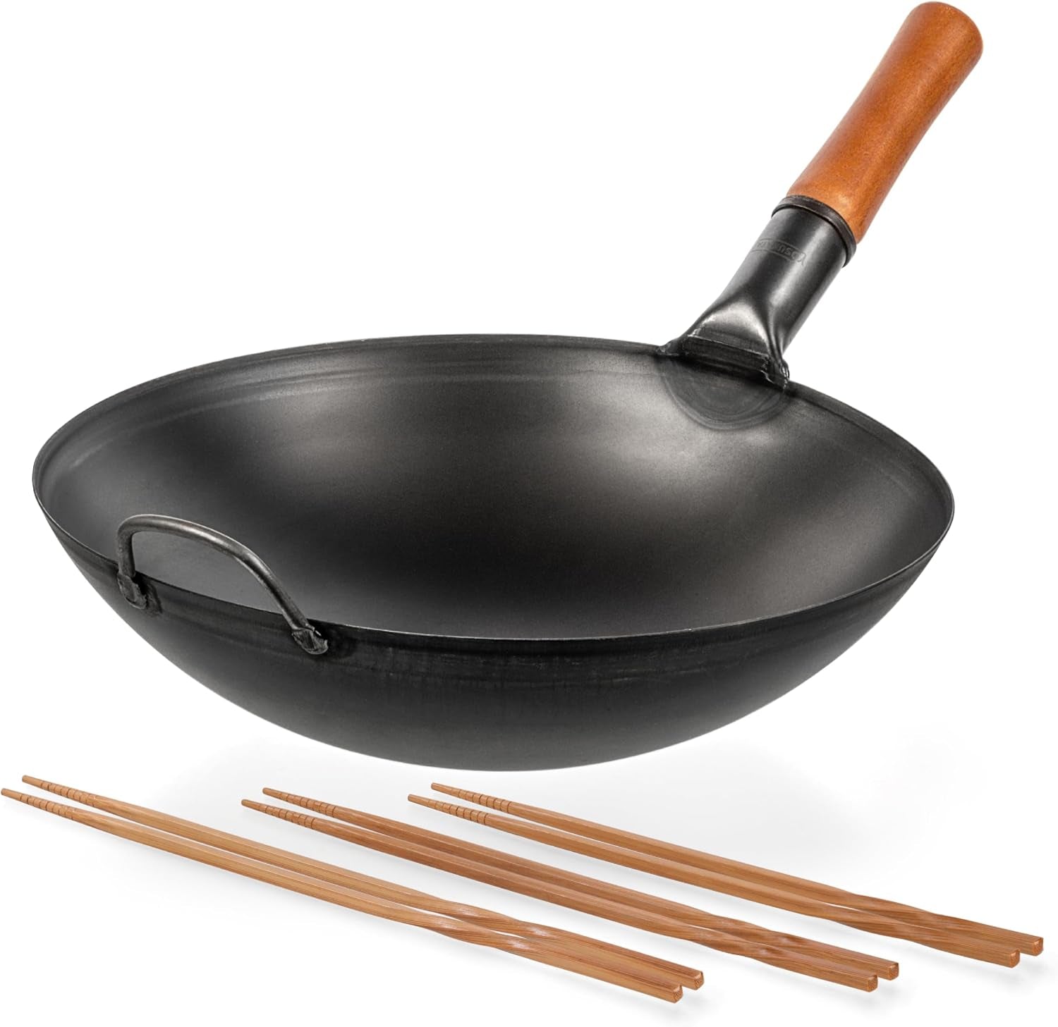 carbon-steel-wok-pan-14-woks-and-stir-fry-pans-reusable-natural-wooden-long-cooking-chopsticks-set-of-3-pairs-11-8-inch-13-inch-14-2-inch