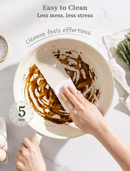 Pots and Pans Set Non Stick,Non Toxic 18 Pcs Ceramic Cookware | Dishwasher Safe Induction Cookware for Everyday Cooking & Housewarming Gifts6