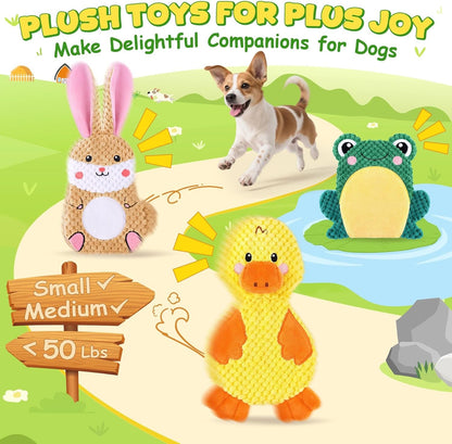 XIUGOAL Dog Toys to Keep Them Busy, 3 Pack No Stuffing Interactive Dog Toys with Crinkle, Squeaky Puppy Chew Toys for Small, Medium Breeds2