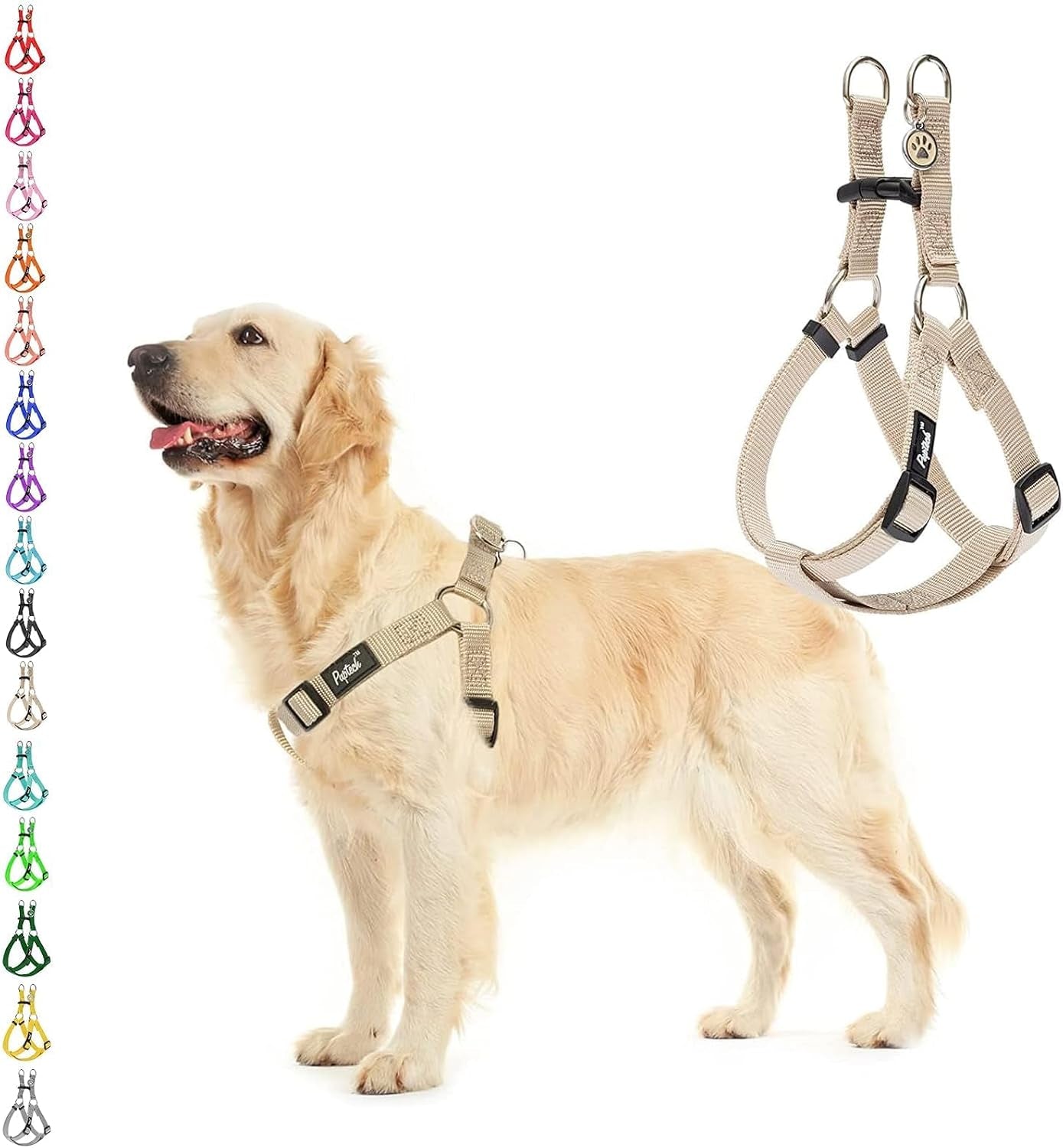 pupteck-no-pull-dog-harness-soft-adjustable-basic-nylon-step-in-puppy-vest-outdoor-walking-with-id-tag