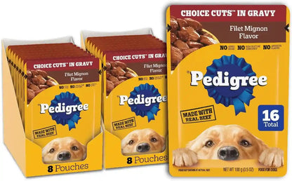 Pedigree Choice Cuts Wet Dog Food Pouch, Protein Variety, 3.5 Oz, 30 Count | Beef, Chicken & Filet Mignon, No Added Sugars or Artificial Flavors, 36 Vitamins & Minerals, 50%+ Water, Complete & Balanced15