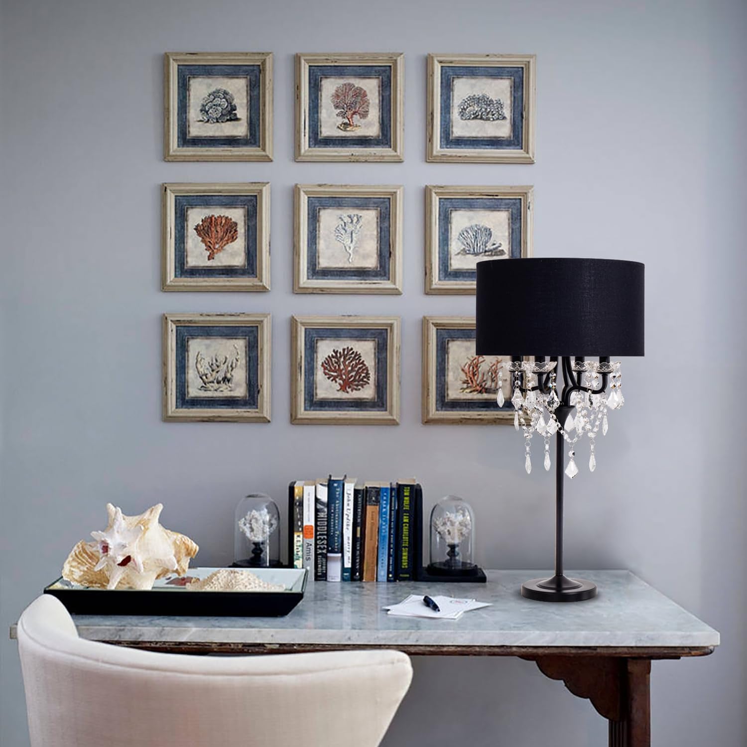 drum-shade-black-crystal-table-lamp-4-light-black-gold-shade-table-lamp-candle-base-table-light-for-living-room-bedroom-reading-room-hallway-corridor