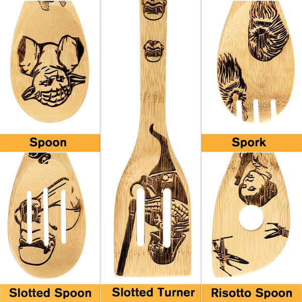 Wooden Spoons Kitchen 5 Pcs Cooking Utensils,Wooden Bamboo Utensil Set for Cooking,Heat Resistant for Nonstick Cookware-Best Kitchen Gifts4