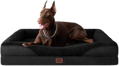 EHEYCIGA Orthopedic XL Dog Bed for Large Sized Dog, 42X30 Inch Extra Large Memory Foam Dog Couch Bed with Sides, Waterproof Liner & Washable Removable Cover, Bolster Pet Sofa, Grey47