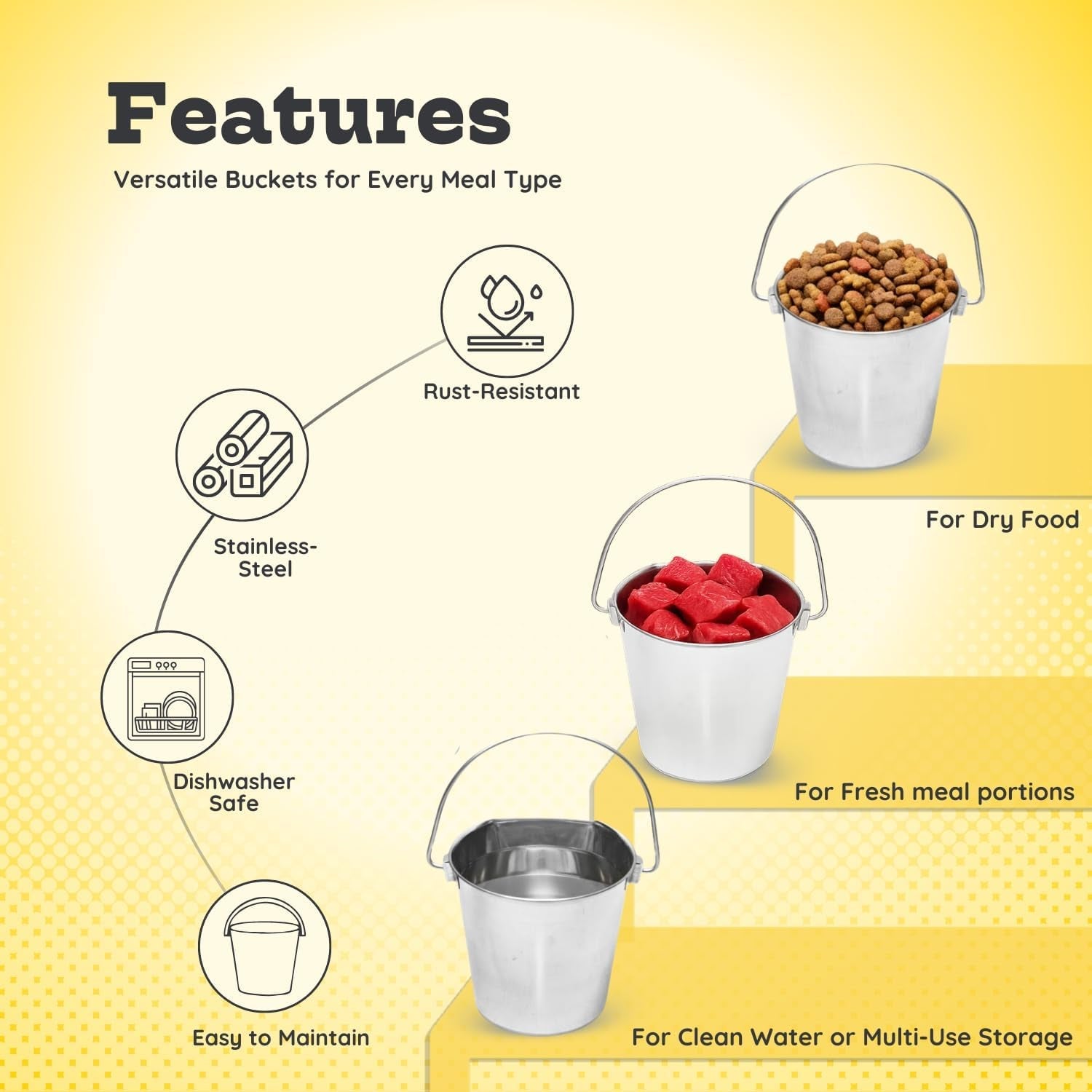stainless-steel-flat-side-bucket-1-quart-0-25-gallon-heavy-duty-hanging-food-water-pail-for-dogs-cats-birds-kennel-cages-crates-durable-rustproof-multi-purpose-feeding-buckets