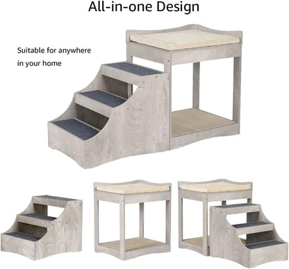 Unipaws Pet Bunk Bed with Removable Step for Dog and Cat, Window Perch Seat | Multi-Level Bed with Cushion and Cat Scratch Pad, Indoor Use, Grey7
