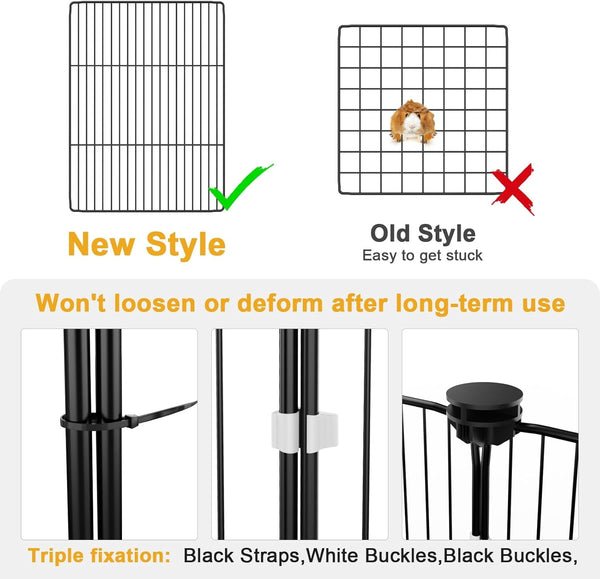 Tresbro Guinea Pig Cage with Top Cover & 12 Panels, Triple Fixing Measures Small Animal Playpen with Waterproof PVC Liner & One-Motion Hooks, 48 X 24 X 16 C&C Grids Cage for Bunny, Hedgehog, Hamster4