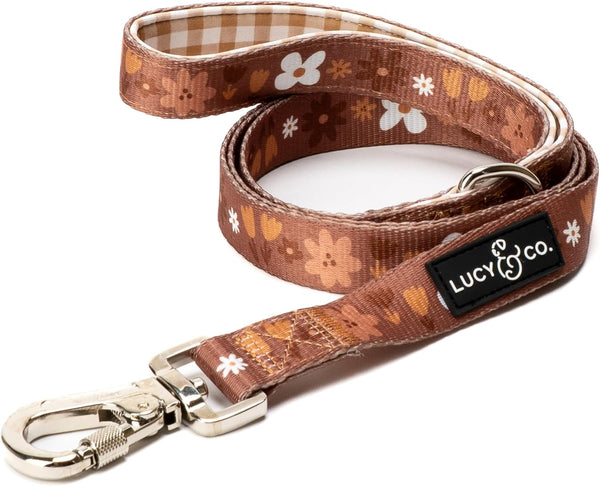 Lucy & Co. Cheery Cherries - Designer Dog Leash for Small to Large Dogs - Padded Handle for Comfort - Large, Red Gingham Cherries - 5 Foot7