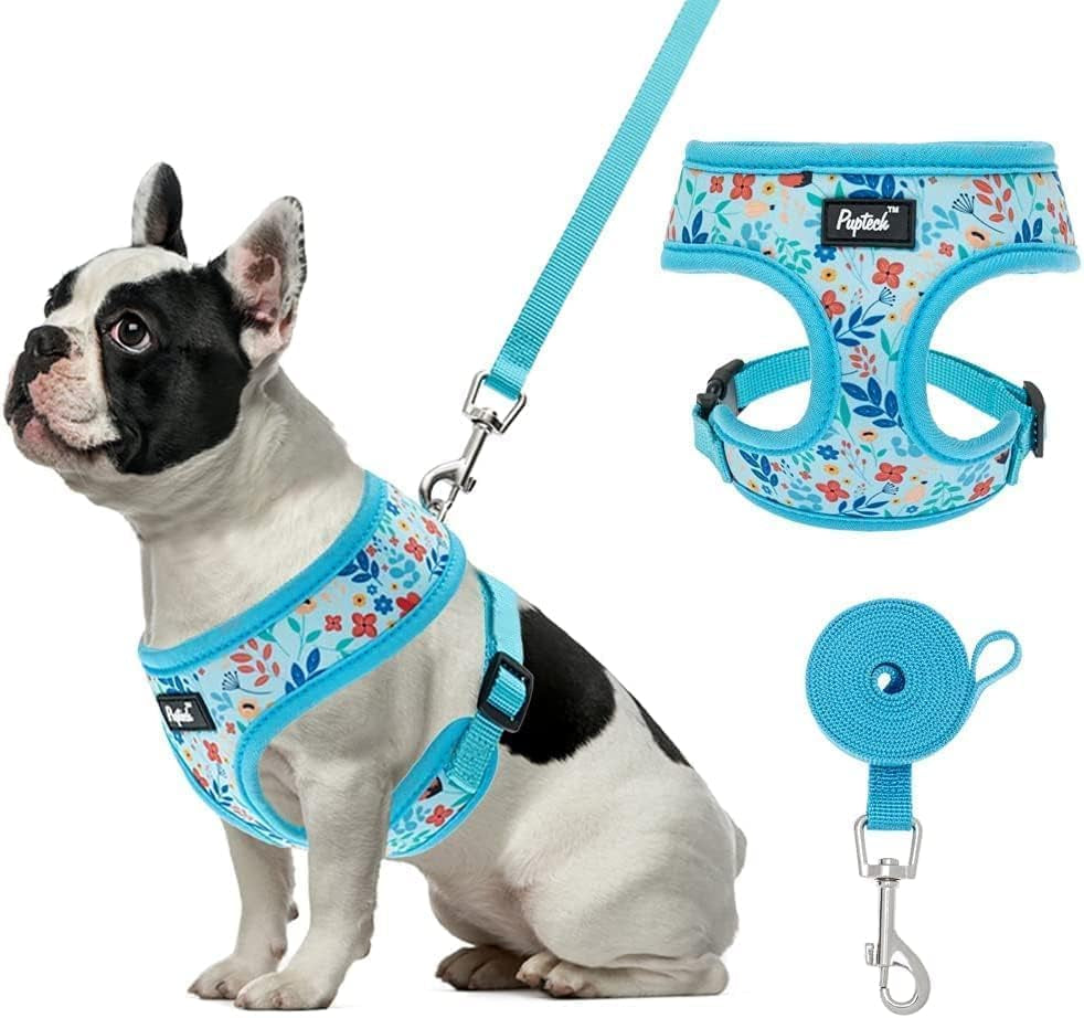 pupteck-soft-mesh-dog-harness-small-sized-and-leash-set-pet-puppy-cat-comfort-padded-vest-no-pull-harnesses-beige-s