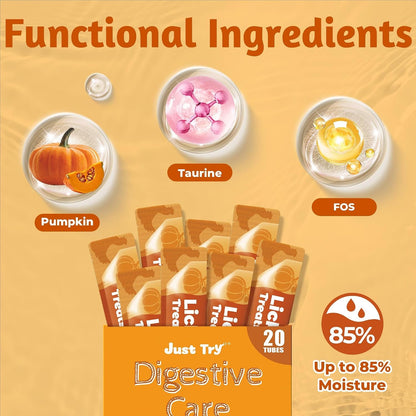 Just Try Pumpkin Lickable Cat Treats with Taurine, 20 Tubes | Soft Texture Supports Healthy Digestion and Gut Health. Ideal for Indoor and Senior Cats Daily Treat Time8