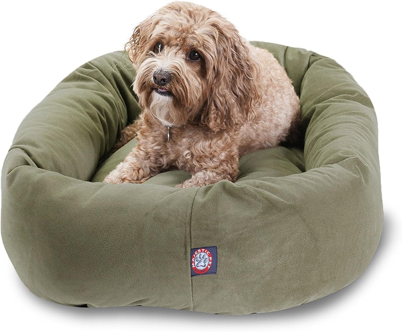 majestic-pet-32-inch-suede-calming-dog-bed-washable-cozy-soft-round-dog-bed-with-spine-support-for-dogs-to-rest-their-head-fluffy-donut-dog-bed-32x23x7-inch-round-pet-bed-medium-sage