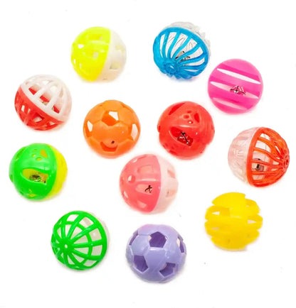Fashion'S Talk 12PCS Value Pack Plastic Ball Cat Toys Lattice Balls with Bell Jingle Kitten Toy,Gift Box 1.5" 6 Styles6