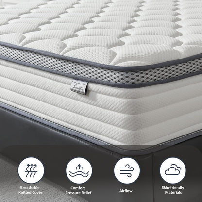 Full Size Mattress - 12 Inch Hybrid Mattress in a Box, Individual Pocket Springs, Medium Firm, Pressure Relief, Breathable Comfort and Durable8