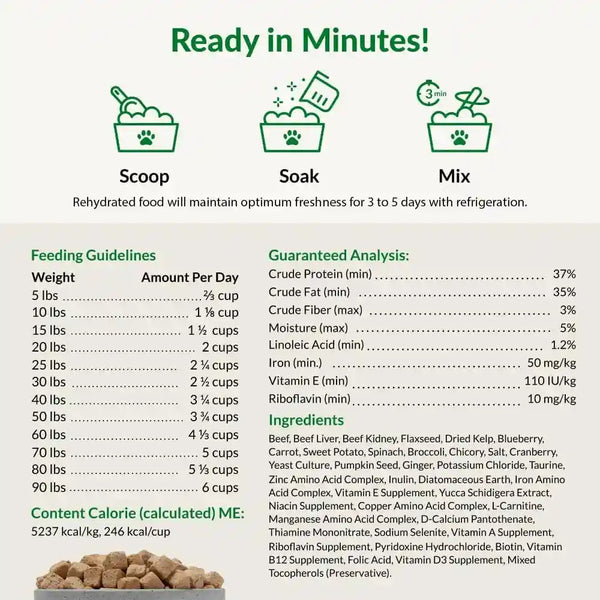 ULTIMATE PET NUTRITION Nutra Complete, 100% Freeze Dried Raw Veterinarian Formulated Dog Food with Antioxidants Prebiotics and Amino Acids (1 Pound, Beef)5