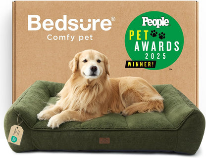 Bedsure Supportmax™ XL Orthopedic Dog Beds Large Sized Dog - Extra Thick Supportive Dogs Couch with Waterproof Washable Cover, Extra Large Comfort Pet Sofa with Soft Sherpa & Nonskid Bottom, Grey, 42"15